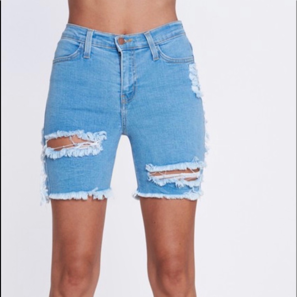 NWT Trendy Blue Distressed Biker Shorts